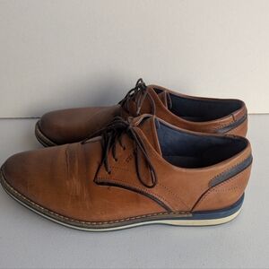Brown Leather Oxfords with Blue Trim